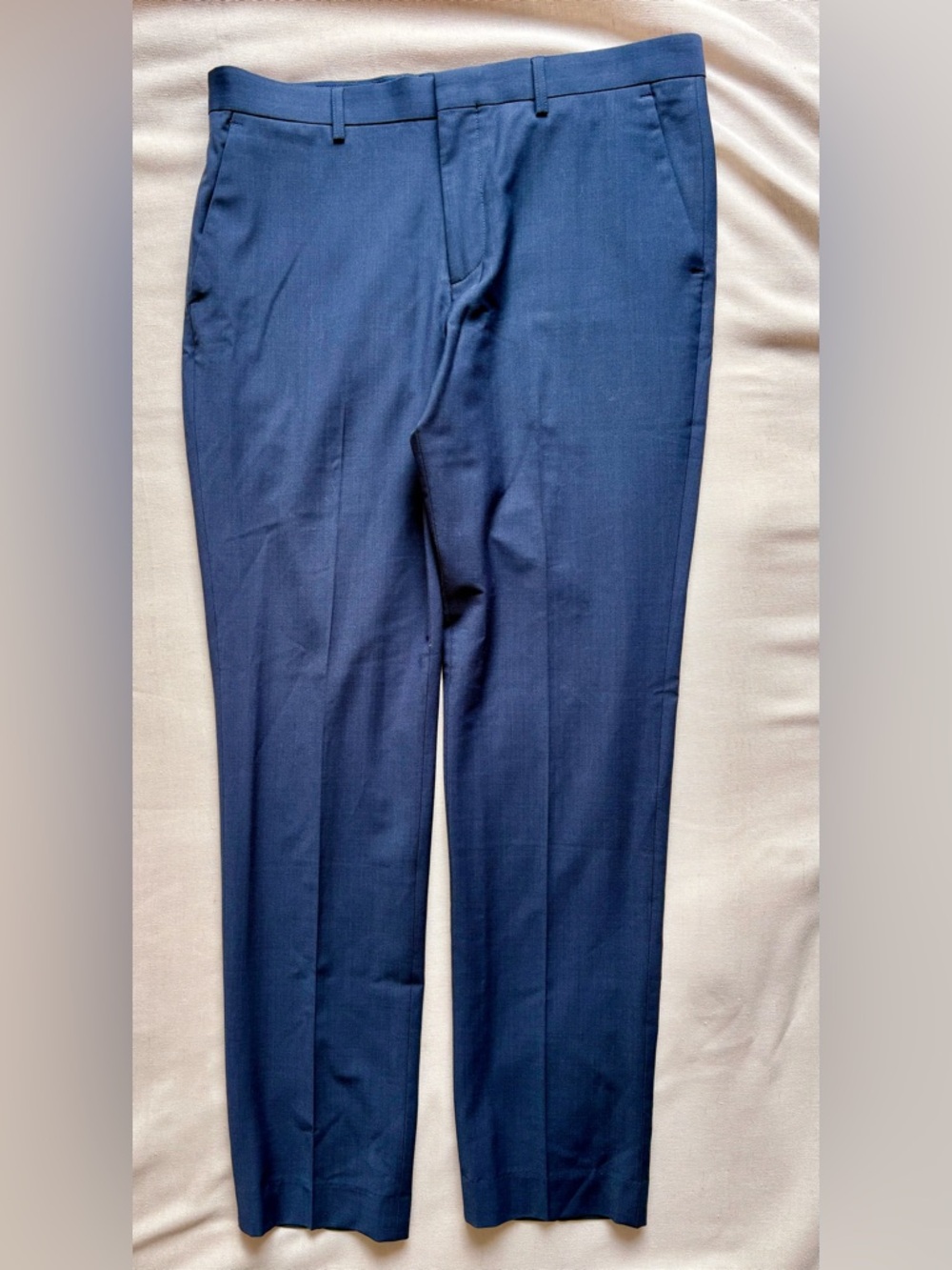 Express Extra Slim Navy Wool-Blend Washable Modern Tech Suit Pant